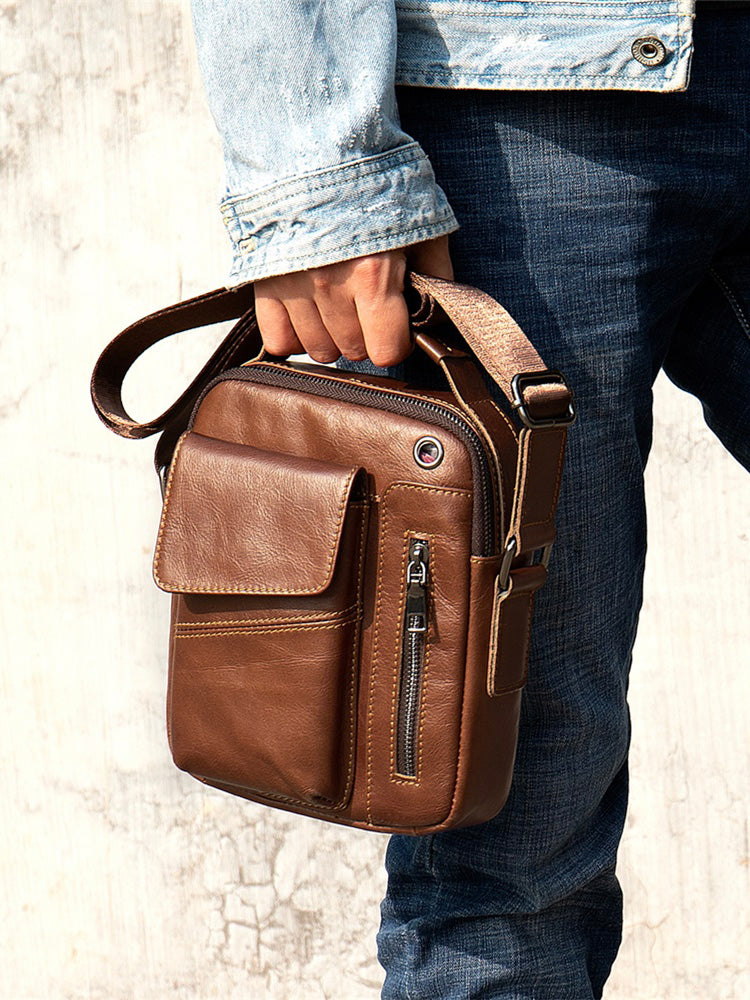 Men's Cowhide Crossbody Shoulder Bag