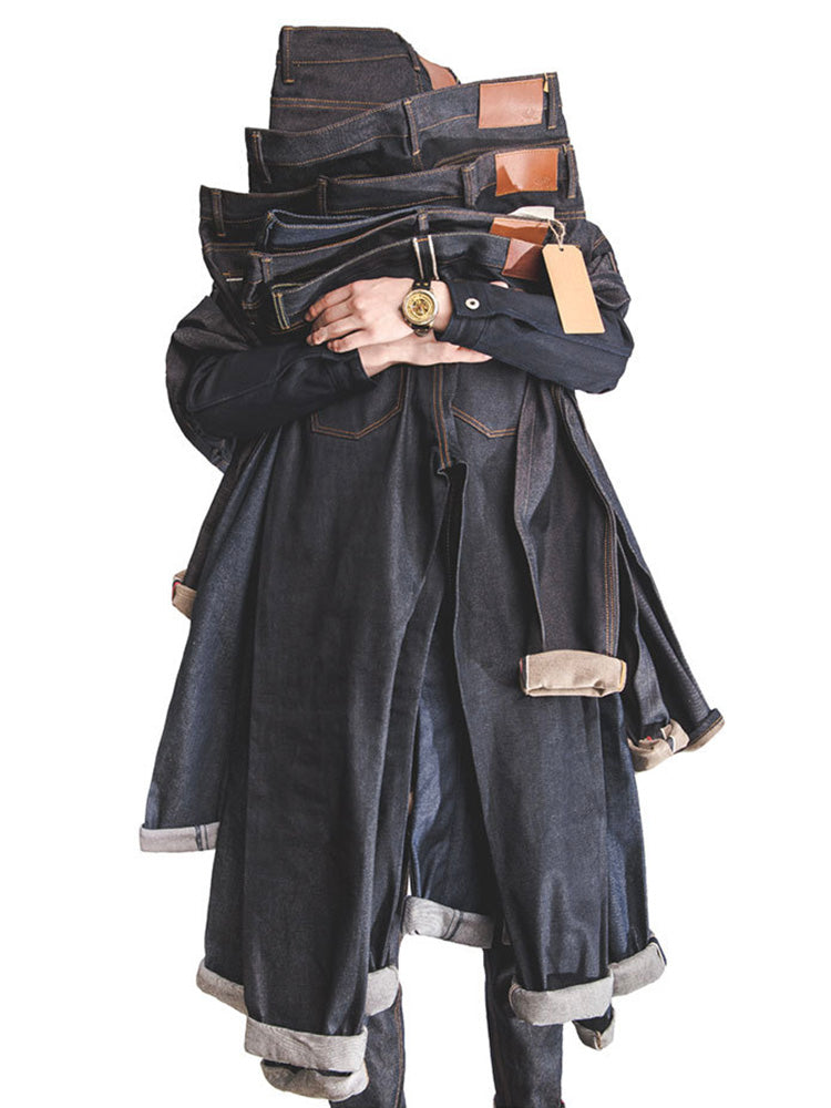 Men's American Retro Style Raw Denim Jeans