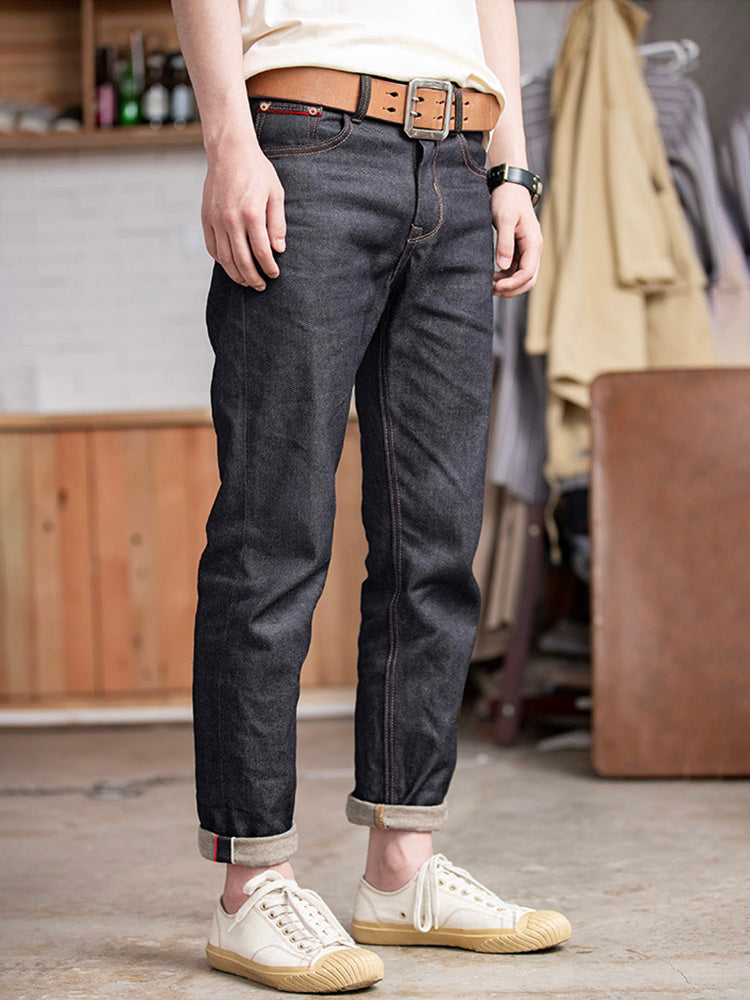 Men's American Retro Style Raw Denim Jeans