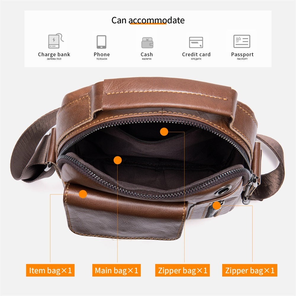 Men's Cowhide Crossbody Shoulder Bag
