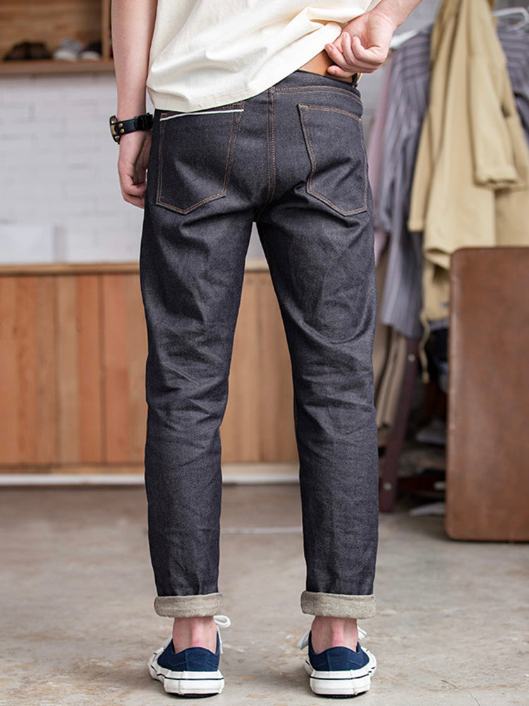 Men's American Retro Style Raw Denim Jeans