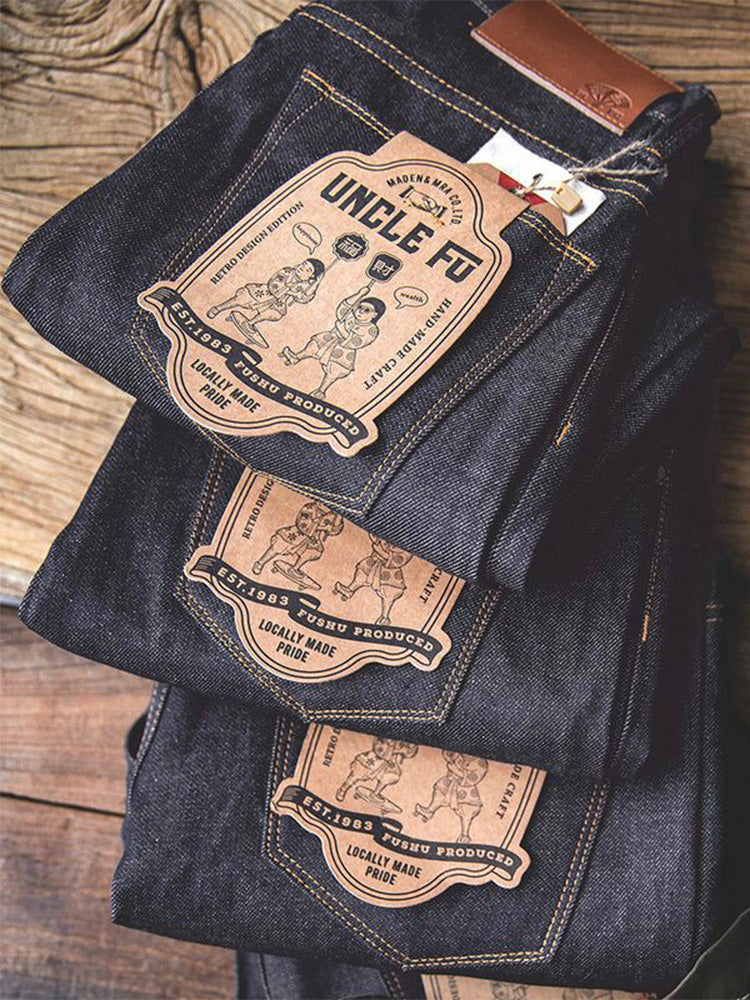 Men's American Retro Style Raw Denim Jeans