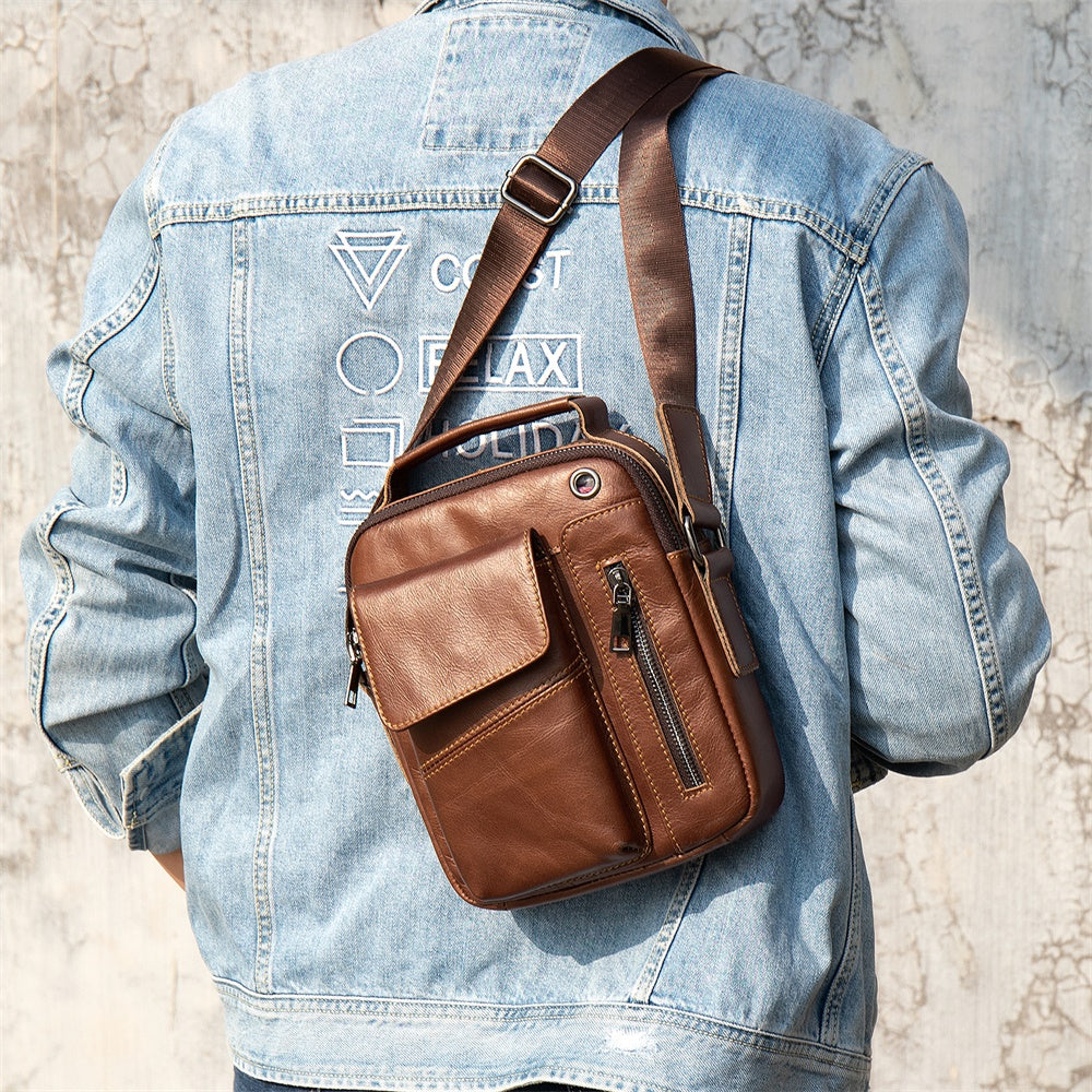 Men's Cowhide Crossbody Shoulder Bag