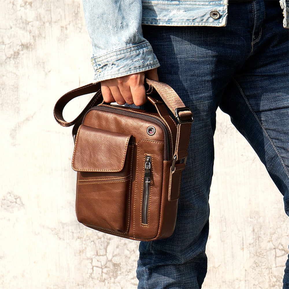 Men's Cowhide Crossbody Shoulder Bag