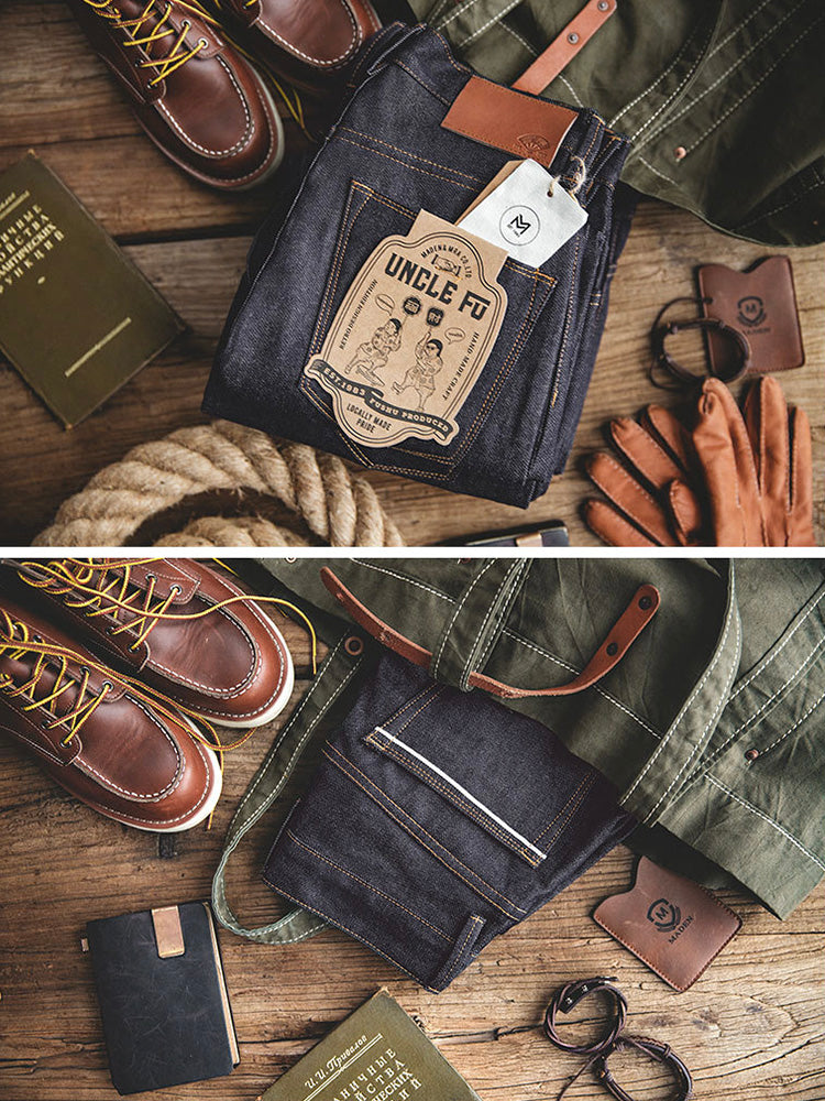 Men's American Retro Style Raw Denim Jeans